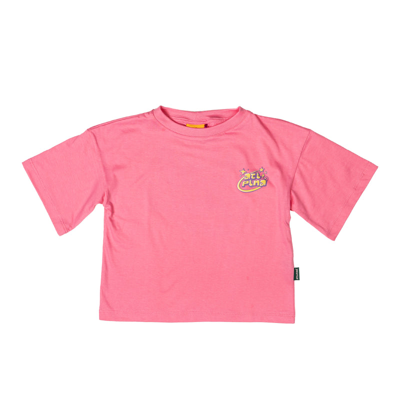 Camiseta infantil over Cósmica rosa, Ati+Piná